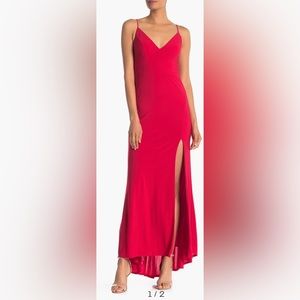 Jump Apparel Pink Plunge V-Neck Jersey Gown Size XS NWT